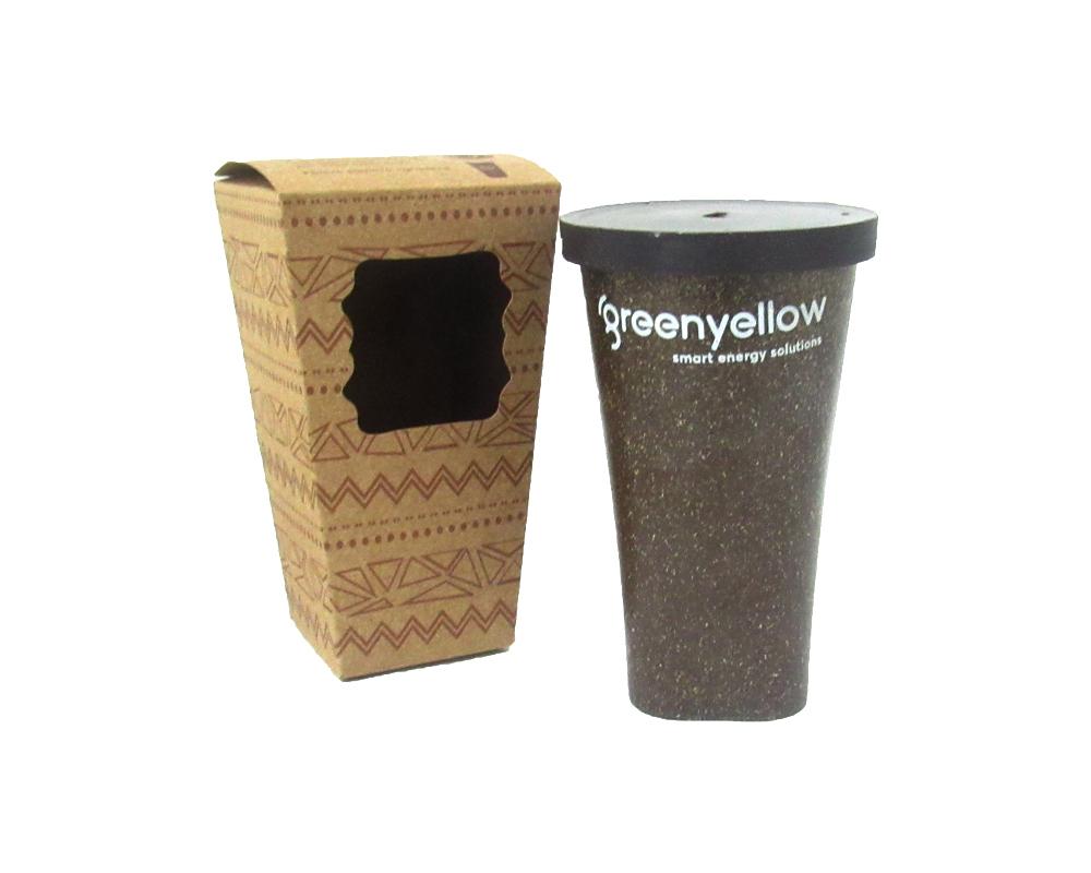 Copo fibra de coco com tampa 