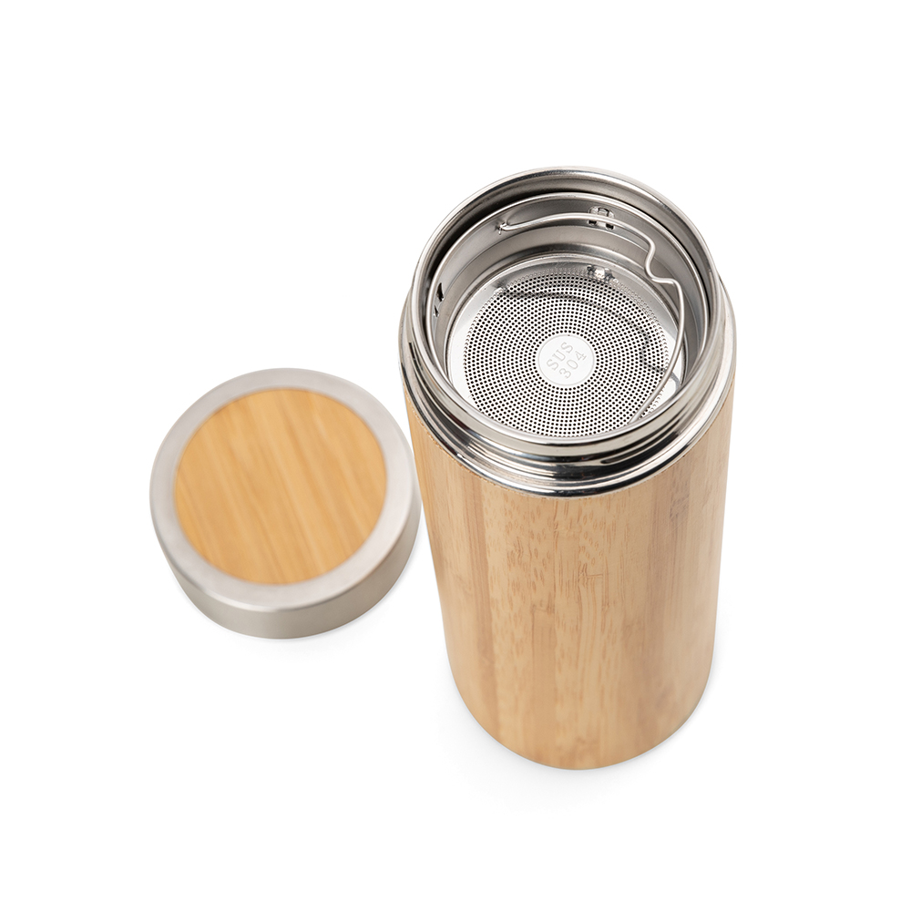 Garrafa Bambu E Inox 