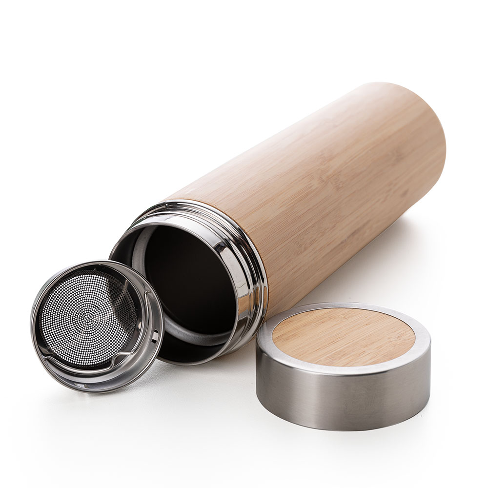 Garrafa Bambu E Inox 