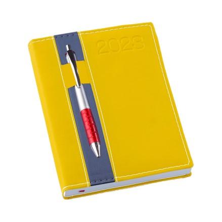 Agenda Vertical Amarela com Tarja Preta 
