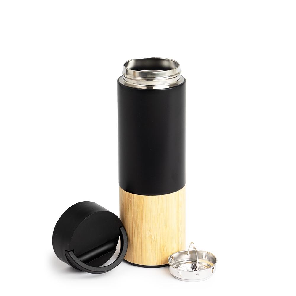 Garrafa Térmica 420ml base bambu.