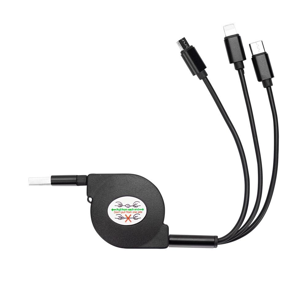 Cabo USB Retrátil 3 em 1
