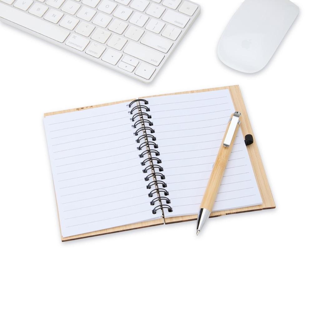  Caderno de Bambu com Caneta